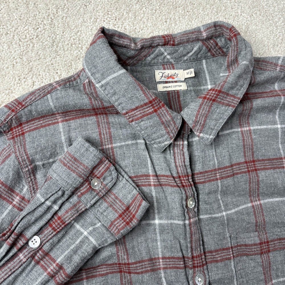 Faherty Juliet Flannel Shirt Women's Medium Organic Cotton Plaid Button Up Top